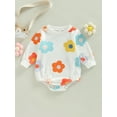 thumbnail image 2 of Seyurigaoka Infant Baby Spring Autumn Jumpsuit Colorful Flora Print Bodysuits Long Sleeve Round Neck Ribbed Romper Tops for Boys Girls, 2 of 7