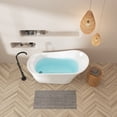 thumbnail image 3 of 59" Acrylic Freestanding Soaking Bathtub, White Modern Standalone Tub with Brushed Nickel Drain, Minimalist Linear Overflow Design, cUPC Certified for Residential Bathrooms, 3 of 9