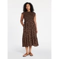 thumbnail image 2 of Time and Tru Women's and Women's Plus Smocked Bodice Midi Woven Dress, Sizes XS-4X, 2 of 5