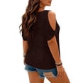 thumbnail image 4 of Plus Size Women's Off-Shoulder Batwing Sleeve Relaxed Fit Casual T-Shirt Khaki 4XL, 4 of 4