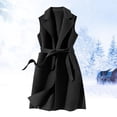 thumbnail image 2 of Aoiroe Women Open Front Lapel Collar Cardigan Vest Button Down Long Sweaters Cardigan Solid Outerwear Coats Black L, 2 of 4