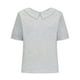 thumbnail image 4 of Ploknplq Elbow Length Tee Shirts for Women,Gradient Shirt,Tunic Tee,Womens Summer Tops Lapel Striped Back Loose Top Casual Shirt T Shirt,3/4 Sleeve Tunic Tops for Women,Top for Women Gray L, 4 of 5