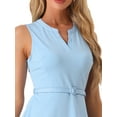thumbnail image 5 of DARING DIVA Women's Belted Waist V Neck Sleeveless Work Dress XL Light Blue, 5 of 6