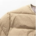 thumbnail image 3 of QSAWXQZ Men's Short Sleeve Quilted Down Jacket Solid Crewneck Zip Up Cardigan Puffer Coat with Pockets Khaki M, 3 of 8
