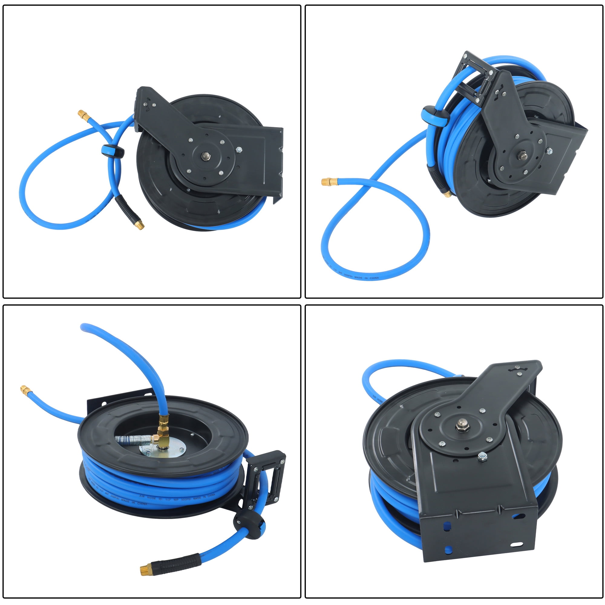 hostic 1/2In * 50Ft Steel Pressure Wash Hose Reel, Heavy Duty Professional Power Wash Hose Reel, 300PSI