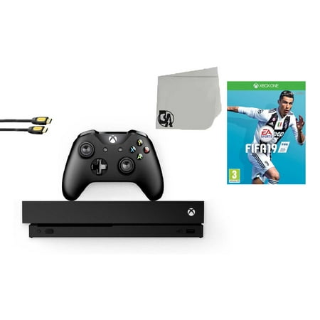 Microsoft Xbox One X 1TB Gaming Console Black with FIFA 19 BOLT AXTION Bundle Like New