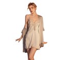 thumbnail image 4 of Camisón de encaje francés sexy con escote en V profundo y tirantes finos, traje de dos piezas para mujer, 4 of 5