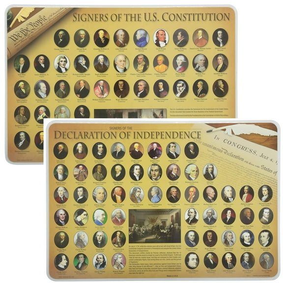 Painless Learning Educational Placemats Sets Signers of The Constitution and Declaration of Independence Placemat Non Slip Washable
