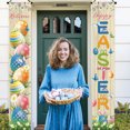 thumbnail image 4 of Qocolhg Easter Bunny Porch Banner, Carrot & Egg Front Door Decoration, Spring Welcome Flag for Outdoor Home Decor, Easter Decorations for Home, 12x71 inch, 4 of 9