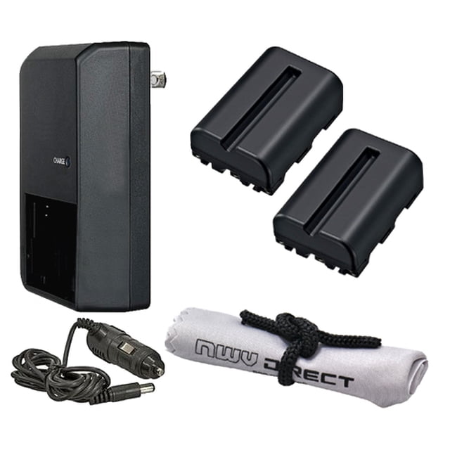 Sony Alpha DSLR-A350 'Intelligent' Batteries (2 Units) + AC/DC Travel Charger + Nwv Direct Microfiber Cleaning Cloth.