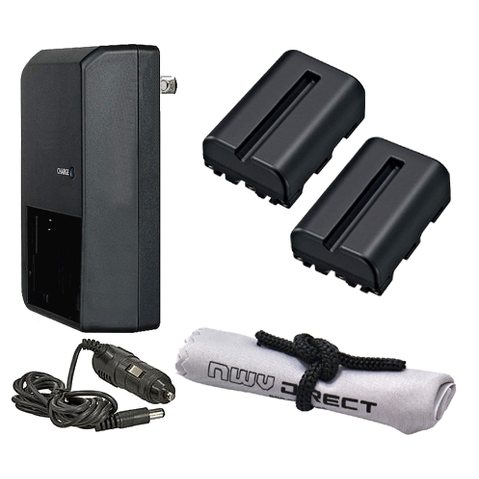Sony Alpha DSLR-A900 Intelligent Batteries (2 Units) + AC/DC Travel Charger + Nwv Direct Microfiber Cleaning Cloth.