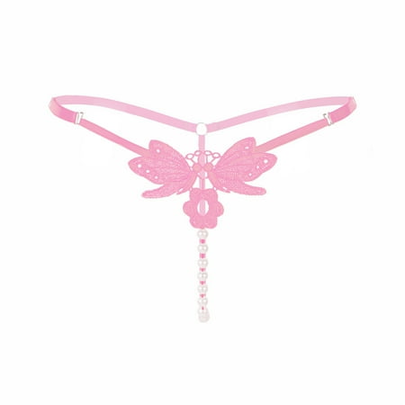 

DNDKILG Sexy Underwear Low Rise Stretch Tangas for Women Panties T-Back G-String Thongs Pink one size