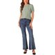 thumbnail image 2 of Camisa de cuadros para mujer INSPIRE CHIC con cuello Peter Pan, mangas cortas abullonadas, blusa de botones a cuadros XL verde, 2 of 5