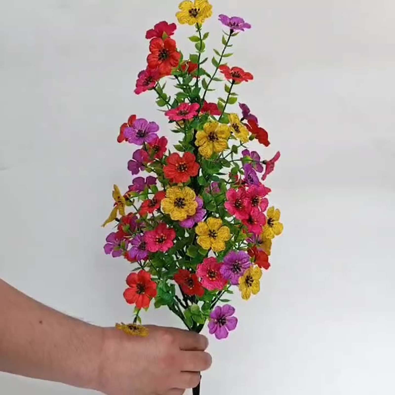 UNLLLL Artificial Eucalyptus and Violet Ground Insert Floral Decoration, Artificial Outdoor Flowers, Withaffect UV Resistant Artificial Flowers, for Outdoor Indoor Garden Decoration