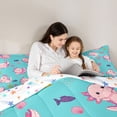 thumbnail image 4 of Manfei Underwater Ocean Pattern Twin Comforter Sets,Playful Axolotl Bedding Set For Girls,Pink Teal,Colorful Stars Reversible,2pcs,1 Comforter and 1 Pillowcase, 4 of 8