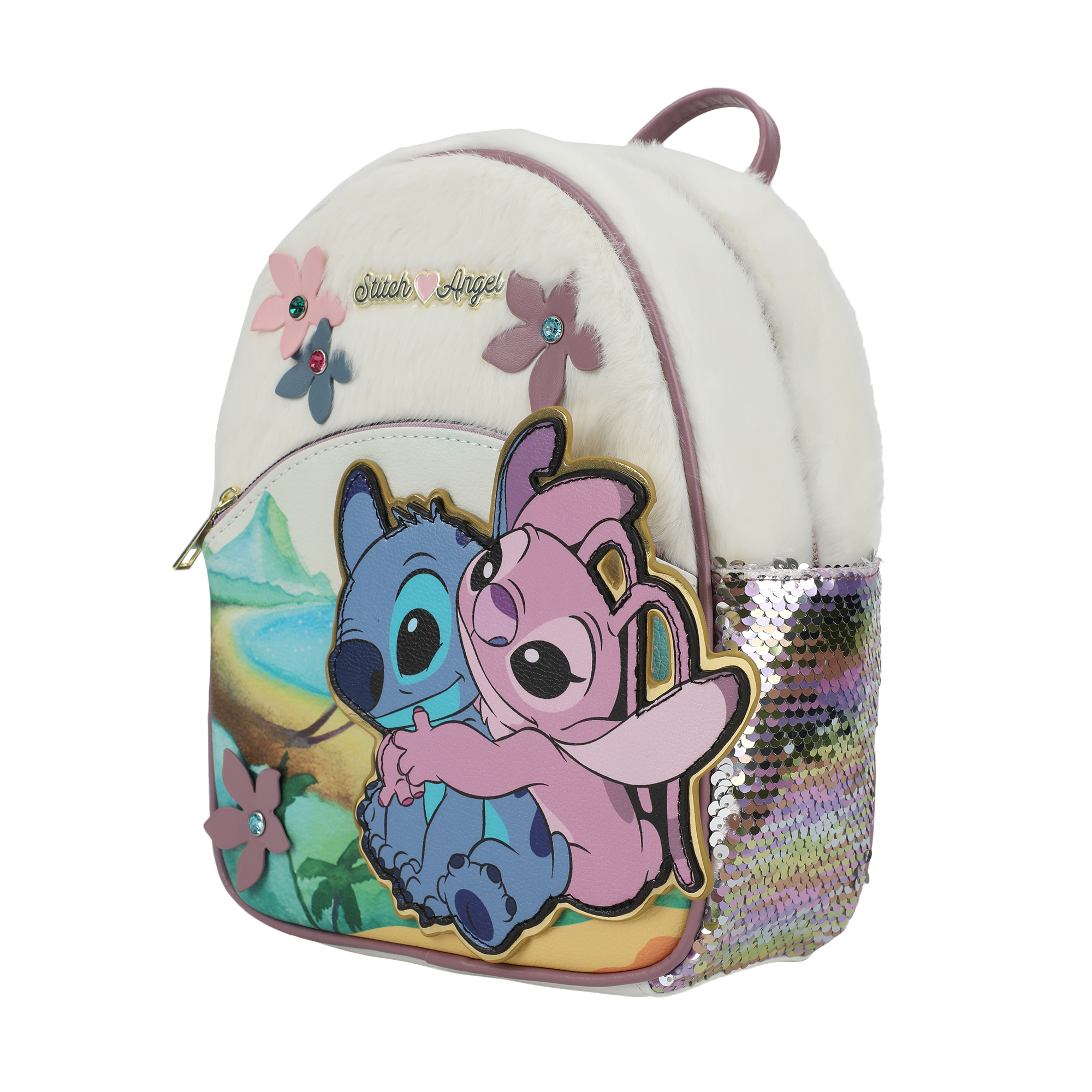 ☆Loungefly☆Stitch & Angel Mini Backpack Loungefly Disney Stitch Angel Magnetic Hands Mini Backpack
