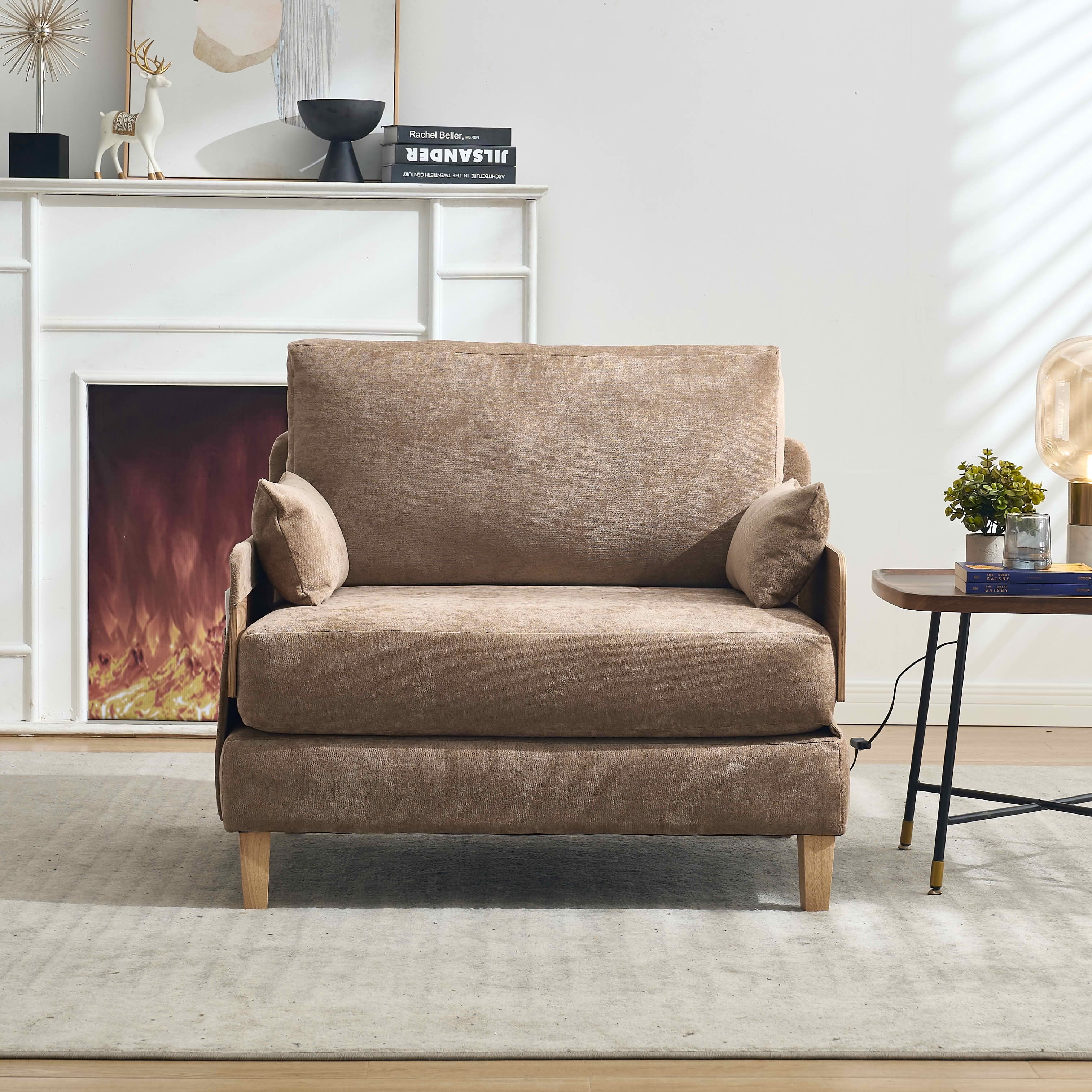 MAYEERTY Mid-Century 3-in-1 Sofa Bed, Foldable Convertible Sleeper Couch with Pillows for Small Bedroom & Apartment