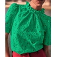 thumbnail image 4 of Blusa PRETTYGARDEN de verano con ojales bordados en verde para mujer, 4 of 7