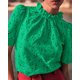 thumbnail image 4 of Blusa PRETTYGARDEN de verano con ojales bordados en verde para mujer, 4 of 7