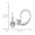 thumbnail image 2 of 14k White Gold 5mm Heart Cubic Zirconia Leverback Earrings, 2 of 2
