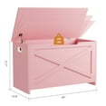 thumbnail image 6 of 30'' Wooden Storage Bench with Safety Hinge, Wooden Box Large Storage Chest Organizer with Lid, Pink, 6 of 7