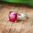 thumbnail image 3 of Natural Pink Ruby Gemstone Ring, 925 Sterling Pure Silver Ring, Charm Ring, Healing Crystal Stone Ring, Pink Stone Ring, Women Ruby Ring,..., 3 of 5