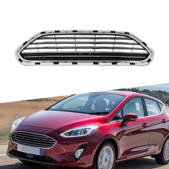 POWECHOX Chrome Front Grill Compatible with Ford Fista 2014 2015 2016 2017 2018 2019 Models