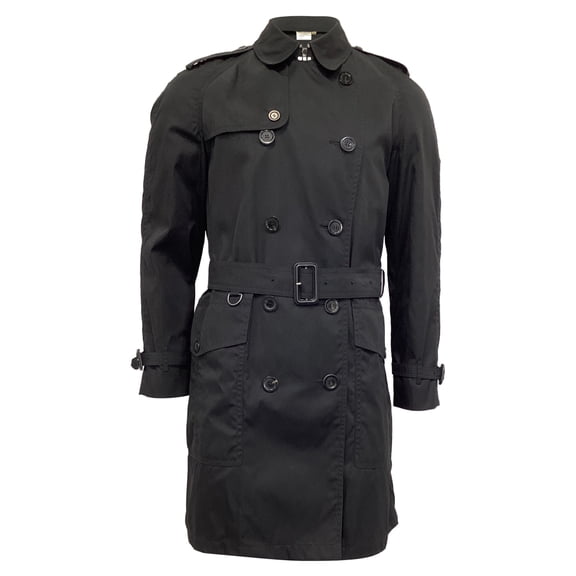 Pre-Owned Burberry Heritage Kensington Belted Trench Coat in Black Polyamide