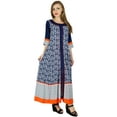 thumbnail image 3 of Bimba Women Blue Anarkali Kurta Kurti Fashionable Long Indian Ethnic Blouse Maxi, 3 of 7