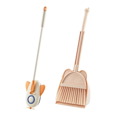 Rongfmy Ensemble de Jeu de Nettoyage pour Enfants Mini Balai avec Pelle pour 3-6 Ans Beige