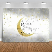 Over The Moon Baby Shower Backdrop Twinkle Twinkle Little Star Background Gold Moon and Stars Baby Shower Party Decorations Banner Photo Booth Props