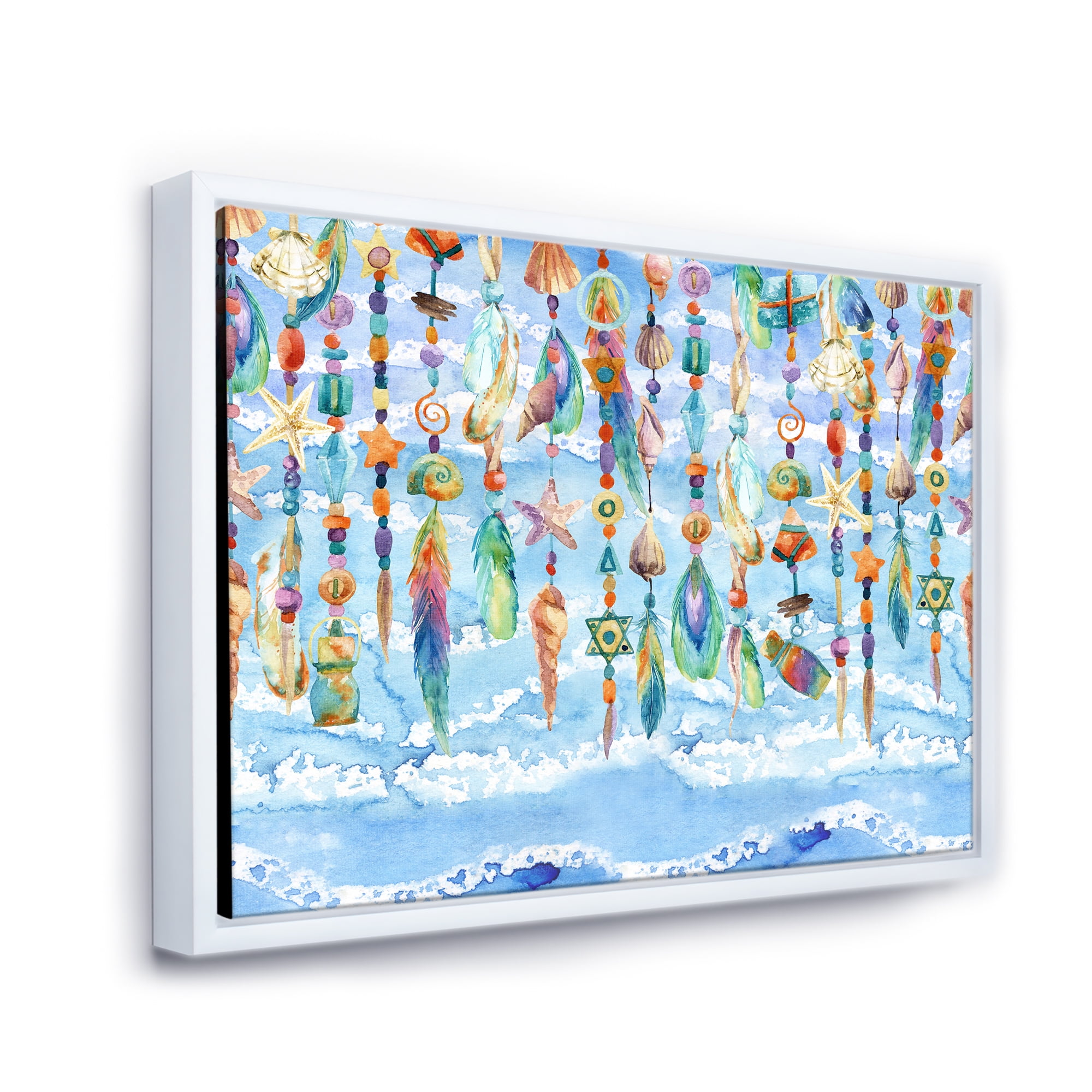 Designart 'Jewelry of Beads and Sea Shell' Traditional Framed Canvas Wall Art Print