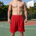 thumbnail image 2 of Fabrcox Men's Mesh Basketball Shorts Quick Dry Casual Mens Shorts Breathable Elastic Waist Summer Outdoor Sports Gym Shorts for Men with Pockets Red XXL, 2 of 7