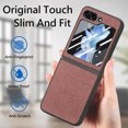 thumbnail image 4 of Feishell for Samsung Galaxy Z Flip5 Case Built-in Screen Protector,Denim Grain PU Leather Full Protection Shockproof Slim Lightweight Folding Phone Case Good Gift for Women Men,Brown, 4 of 9