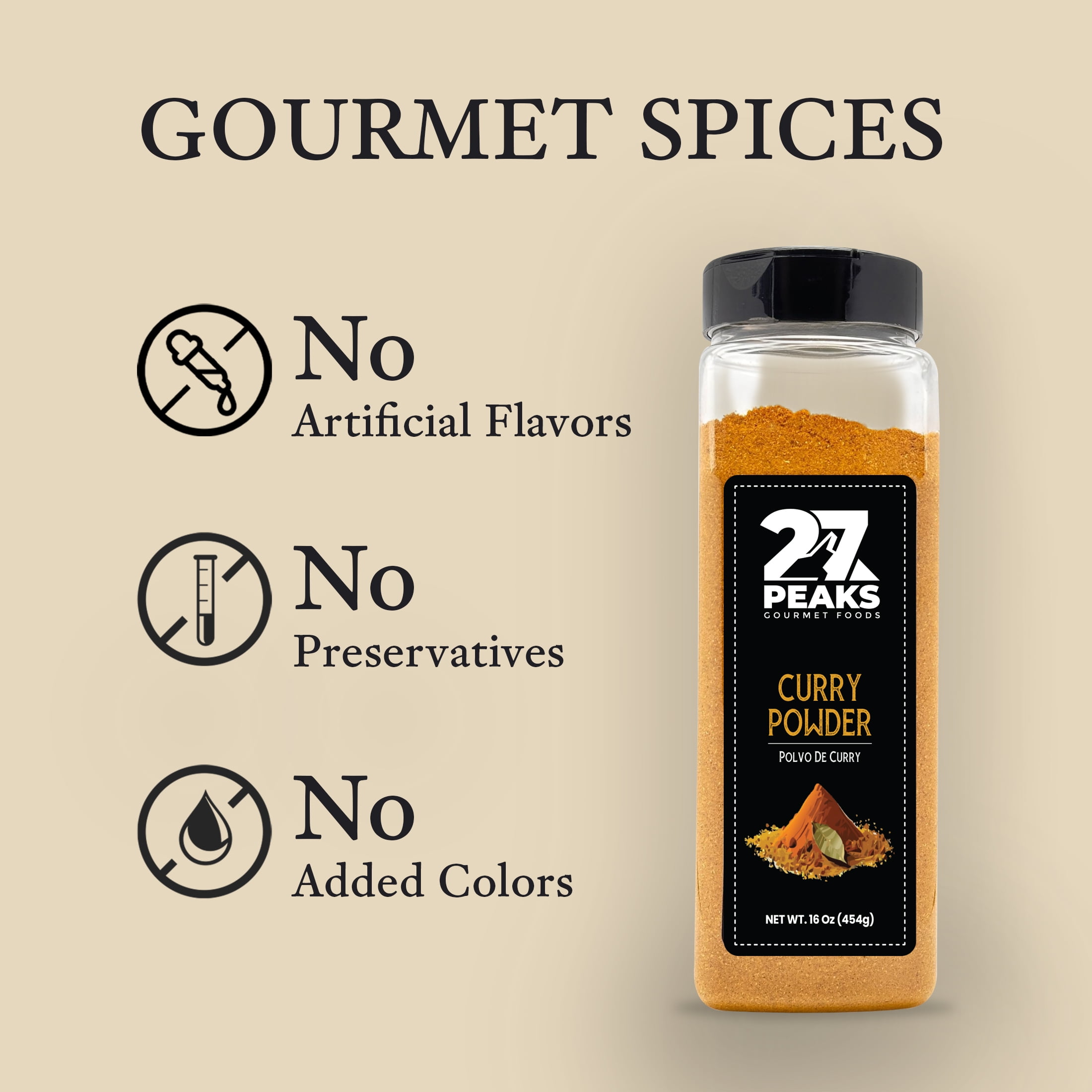 27 Peaks Gourmet No Artificial Flavors Curry Powder, 16 oz Bottle