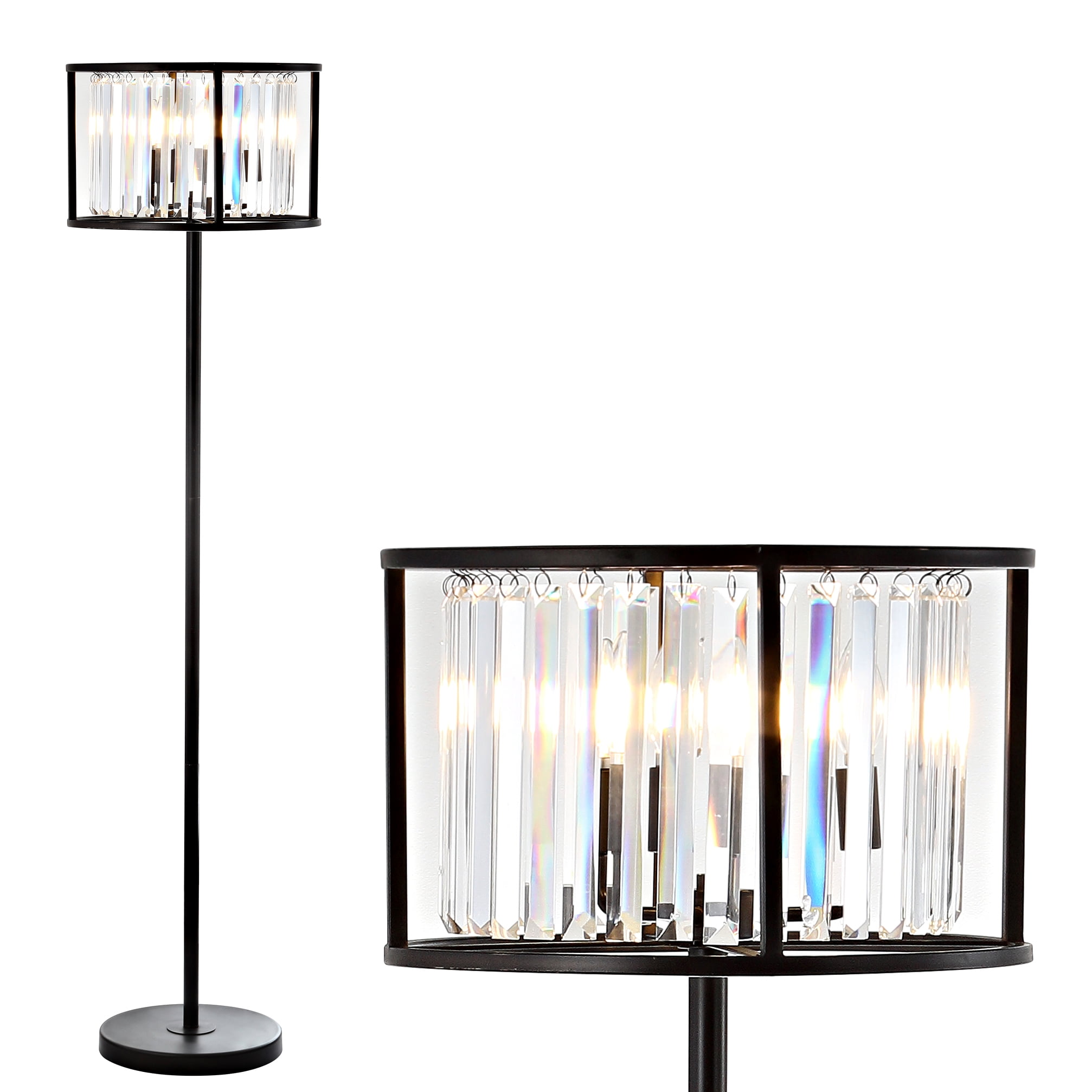 Bevin 63" Metal/Crystal LED Floor Lamp, Oil Rubbed Bronze/Crystal by JONATHAN Y