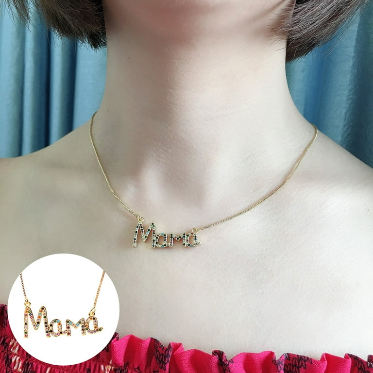 Meidiya Gold Dainty Mom Necklace,14K Gold Plated Cute Tiny Mama