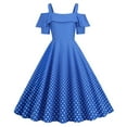 thumbnail image 1 of EQWLJWE Robes d'Été pour Femmes 2023 Robes pour Femmes Liquidation Mode Robe Décontractée à Pois Imprimée à Manches Courtes pour Dames Robe Évasée à Épaules Dénudées, 1 of 6