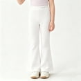 thumbnail image 2 of Nilvkv Girls Flare Pants, Leggings for Girls, Ice Silk Solid Bell Bottoms with Elastic Waist for Summer Casual Wear White 5-6 Years, 2 of 8