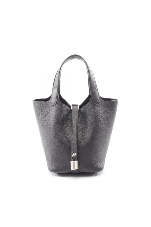 Pre-Owned Hermes Picotin Lock PM Handbag, Leather, Taurillon Clemence Women's, Black, 056289CK