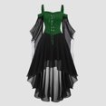 thumbnail image 2 of Dresses For Women Plus Size Fashion Gothic Vintage Midi Dress Croset Long Flare Sleeve Irregular Length Dress Short Sleeve, 2 of 6