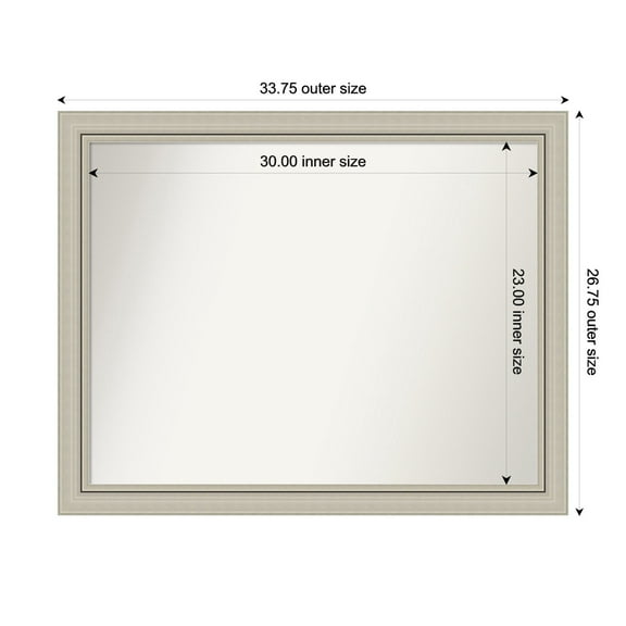 Amanti Art Custom Wall and Bathroom Mirror (26.75 x 33.75 in.), Romano Silver Narrow Frame