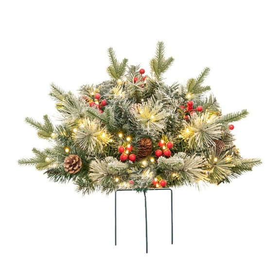 Wadada Holiday Planters,Holiday Planter Filler,Prelit Holiday Planter,Christmas Holiday Planter Filler Outdoor Decorations,Lighted Artificial Xmas Pine Trees with Tripod Stake with LED Lights (Green)