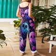 thumbnail image 4 of Halloween Jumpsuits for Women Linen Spaghetti Strap Overalls Print Loose Sleeveless Romper for Party, 4 of 5