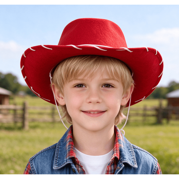 Children Felt Woody Cowboy Hat Adjustable Western Big Brimmed Rope Wearing Cowboy Party Hat Non Woven Fabric With Rope Wide Hat