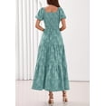 thumbnail image 5 of PRETTYGARDEN Women's Summer Boho Maxi Dresses Floral Short Sleeve Square Neck Smocked Flowy Long Dress Vacation Outfits, 5 of 10