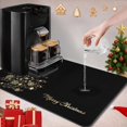 thumbnail image 2 of Coffee Mat for Countertops, Merry Christmas Tree Black Gold Xmas Dish Drying Mat 2 Pcs for Kitchen Bar Accessories, Coffee Maker Espresso Machine Dish Rack Hide Stain Rubber 12x19in, 2 of 7