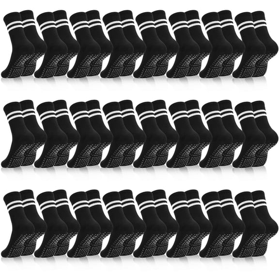 Konexial 24 Pairs Pilates Socks with Grips for Women, Non Slip Yoga Socks | 70% Cotton, Pilates Grippy Socks Bulk, Women Home Hospital Barre Workout