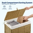 thumbnail image 3 of Rolanstar 90L Laundry Hamper Wicker Laundry Basket with Lid, Handles Clothes Hamper Foldable with 2 Removable Liner Bags, Natural, 3 of 8