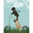 thumbnail image 2 of Fab Funky 26x32 White Modern Wood Framed Museum Art Print Titled - Pug Scooter, 2 of 4